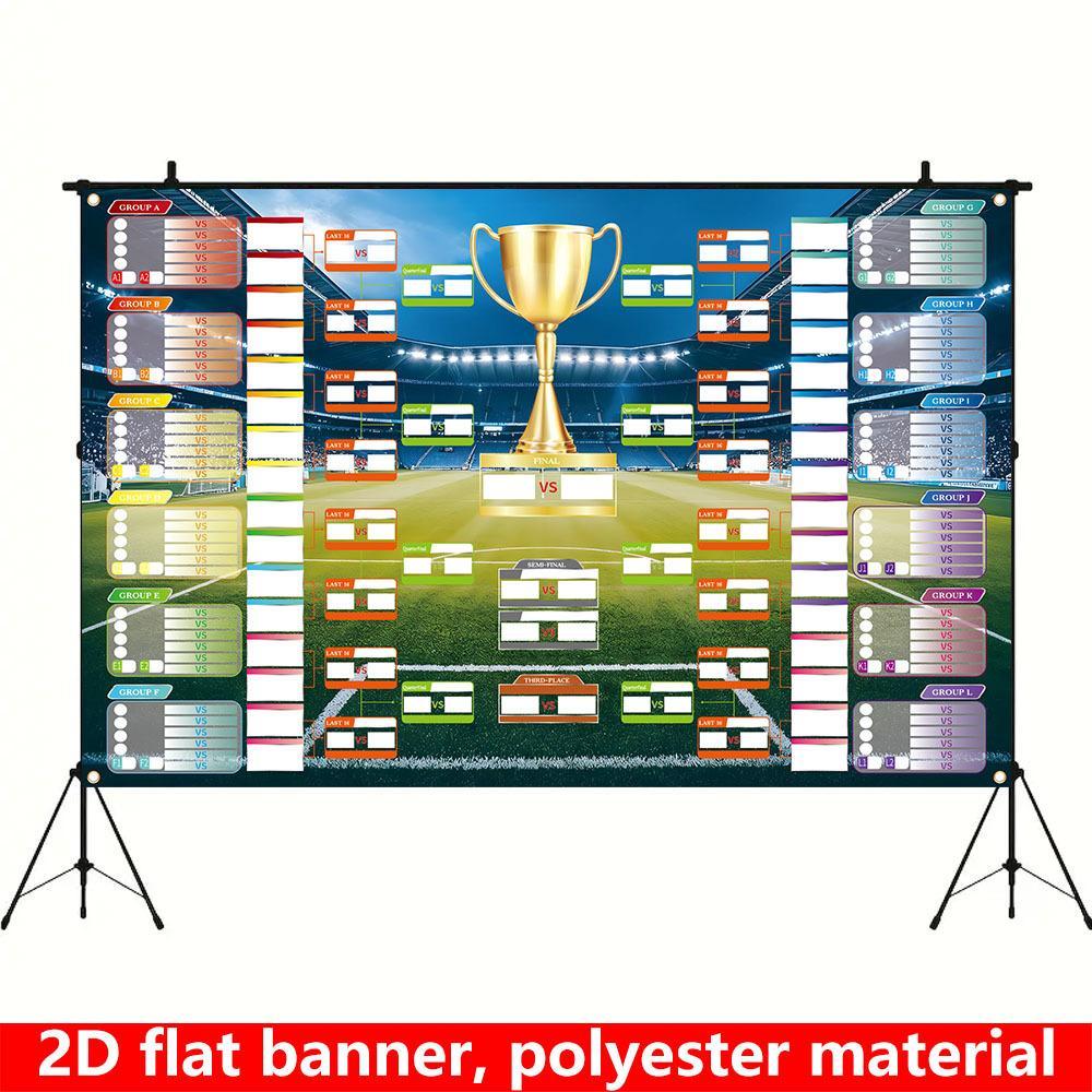 2D Flat Polyester Photography Backdrop Banner, HD Digitally Printed Football Tournament Bracket Design Cloth, Soft Lightweight Foldable Machine Washable Photo Booth Prop for Soccer Game Day Celebrations, Banners, Party Decorations Banners, Backdrop Decora