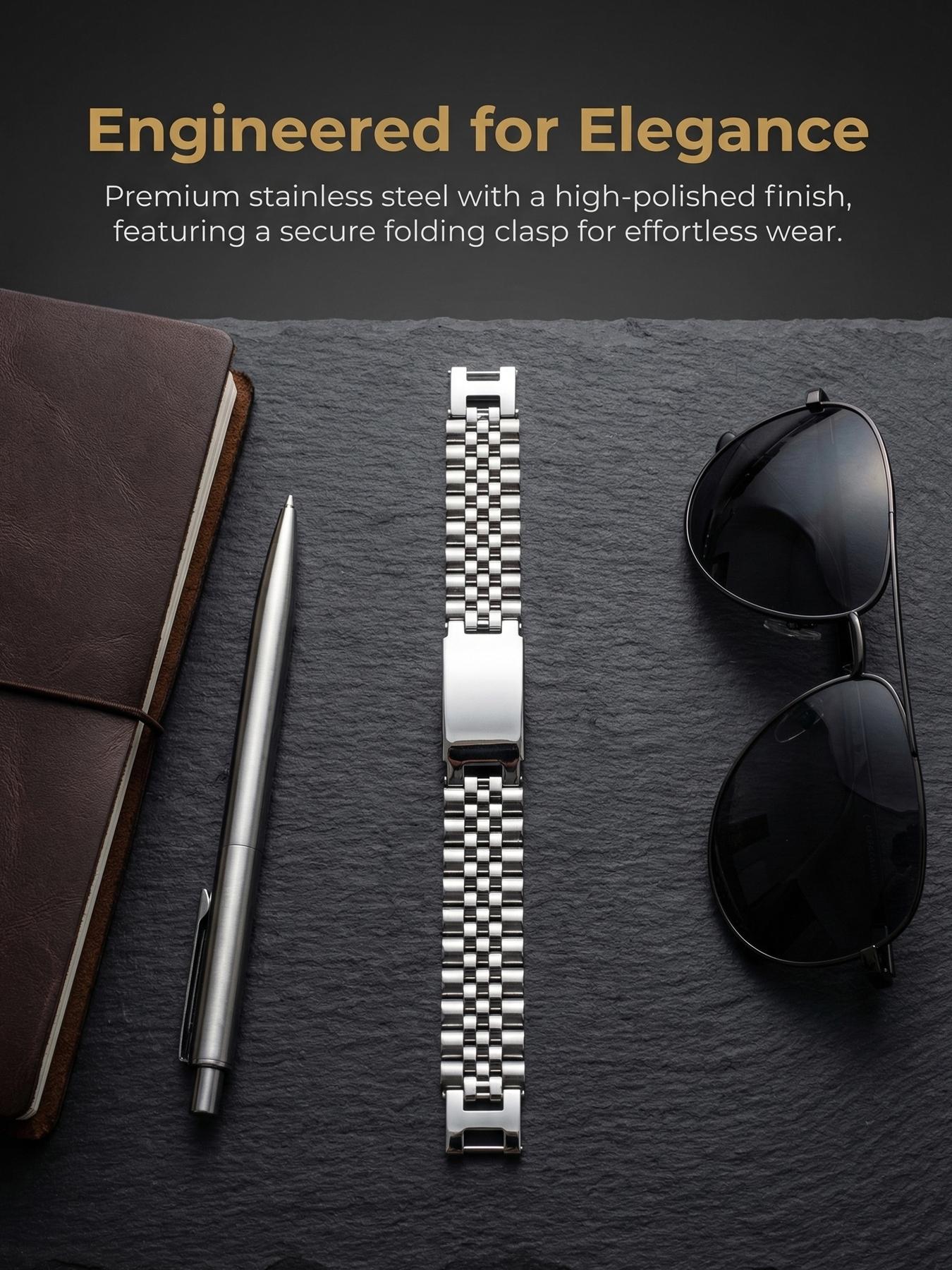 Classic Minimalist Stainless Steel Men's Watch Strap Bracelet, Niche Simple Watch Chain, Versatile Retro Style #StainlessSteel #FadeResistant #Hypoallergenic #Couple #Festival #Party #IdealGift