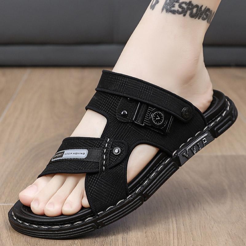 New Summer Men's Fashion Casual Outdoor Slippers, Trendy Stitched Two-In-One Sandals, Comfortable Non-Slip Beach Shoes