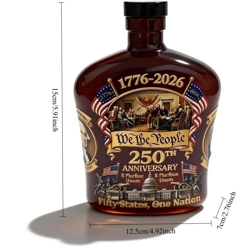 U.s. 250th Anniversary Commemorative Whiskey Bottle, Personal Reserve Glass Decanter, Ideal for Whisky, Bourbon, Scotch, Wine