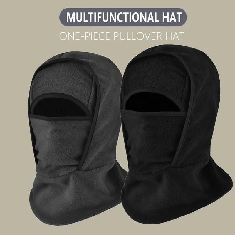 Unisex Warm Fabric Pullover Outdoor Winter Hat - Integrated Neckband Fit, Windproof Outdoor Sports Head Cover for Cycling, Skiing