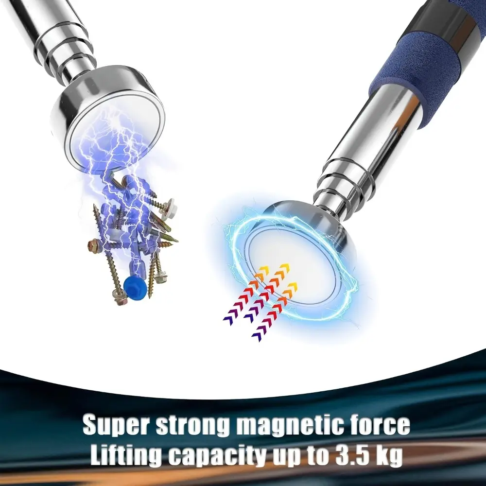 Pair of Reinforced Orange‑Blue Magnetic Retrieving Wands, 8LB pull‑force extendable pickup tools stretching up to 72cm, Sturdy steel‑built magnet grabber designed for hardware‑related assignments, Effortlessly fetches scattered metal screws