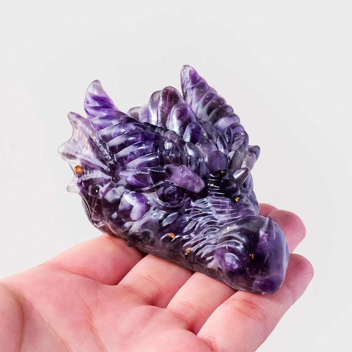 Natural Crystal Dragon Head Statue, Reiki Healing Feng Shui Figurine, Home Office Decoration, New Year Gift, 1pc Amulet Sculpture