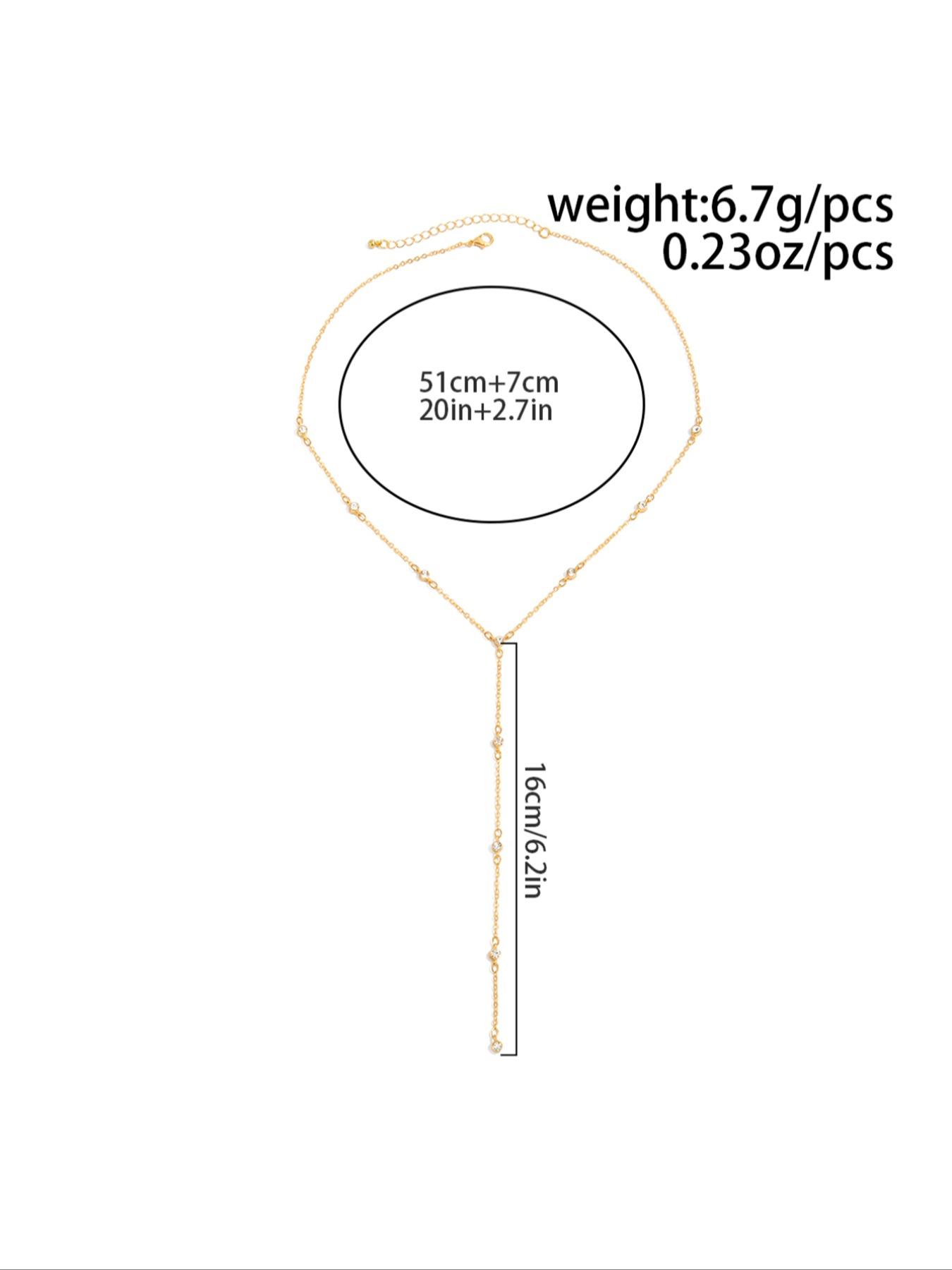 Women's Y-Shape Rhinestone Necklace, Elegant Rhinestone Necklace, Fashionable Simple Design Jewelry Accessory, Perfect Gift for Daily Wear & Special Occasions