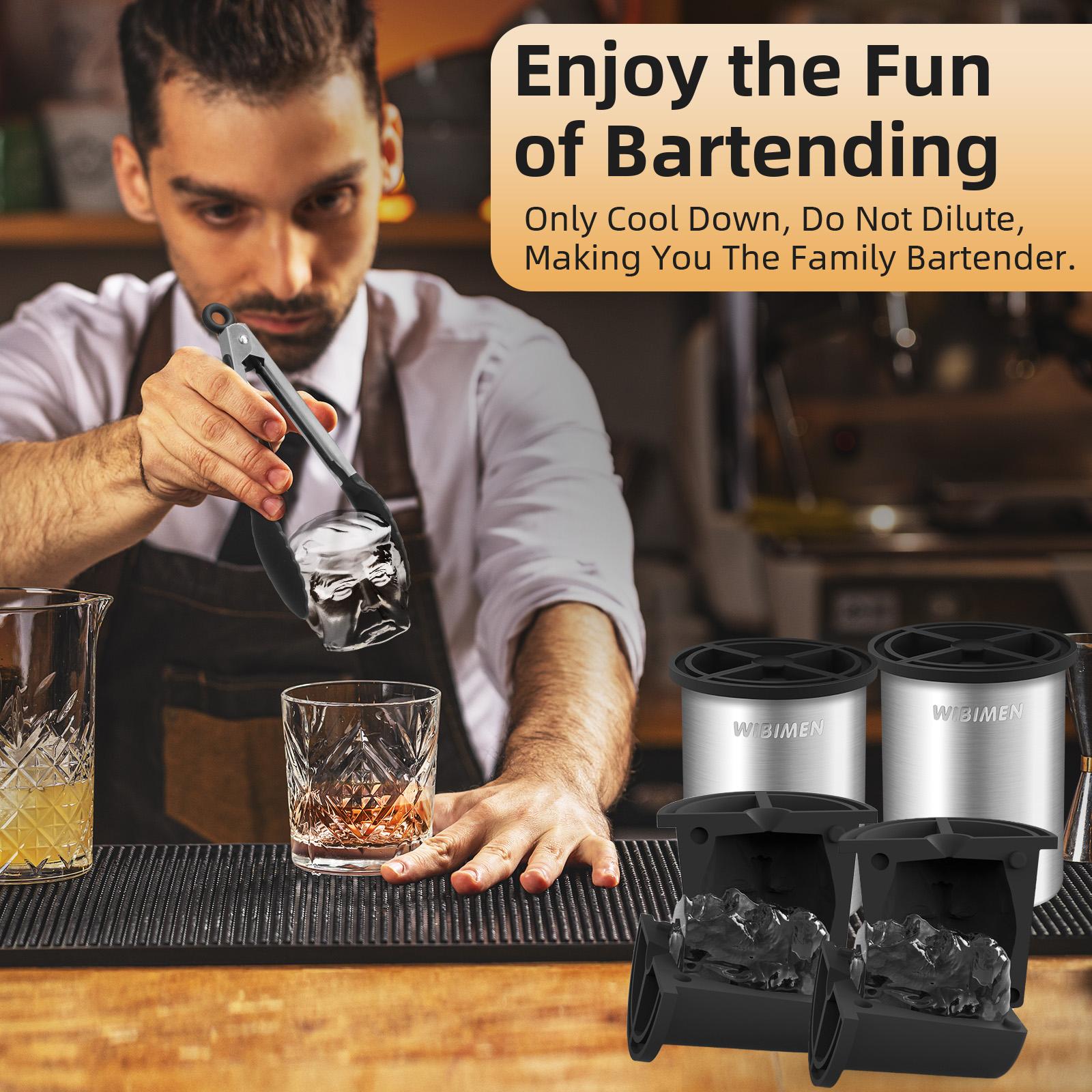 Summervibes WIBIMEN Unique Face Ice Mold – Stainless Steel Ice Ball Maker for Whiskey & Party Drinks Home Bar Accessories Utensils Silicone