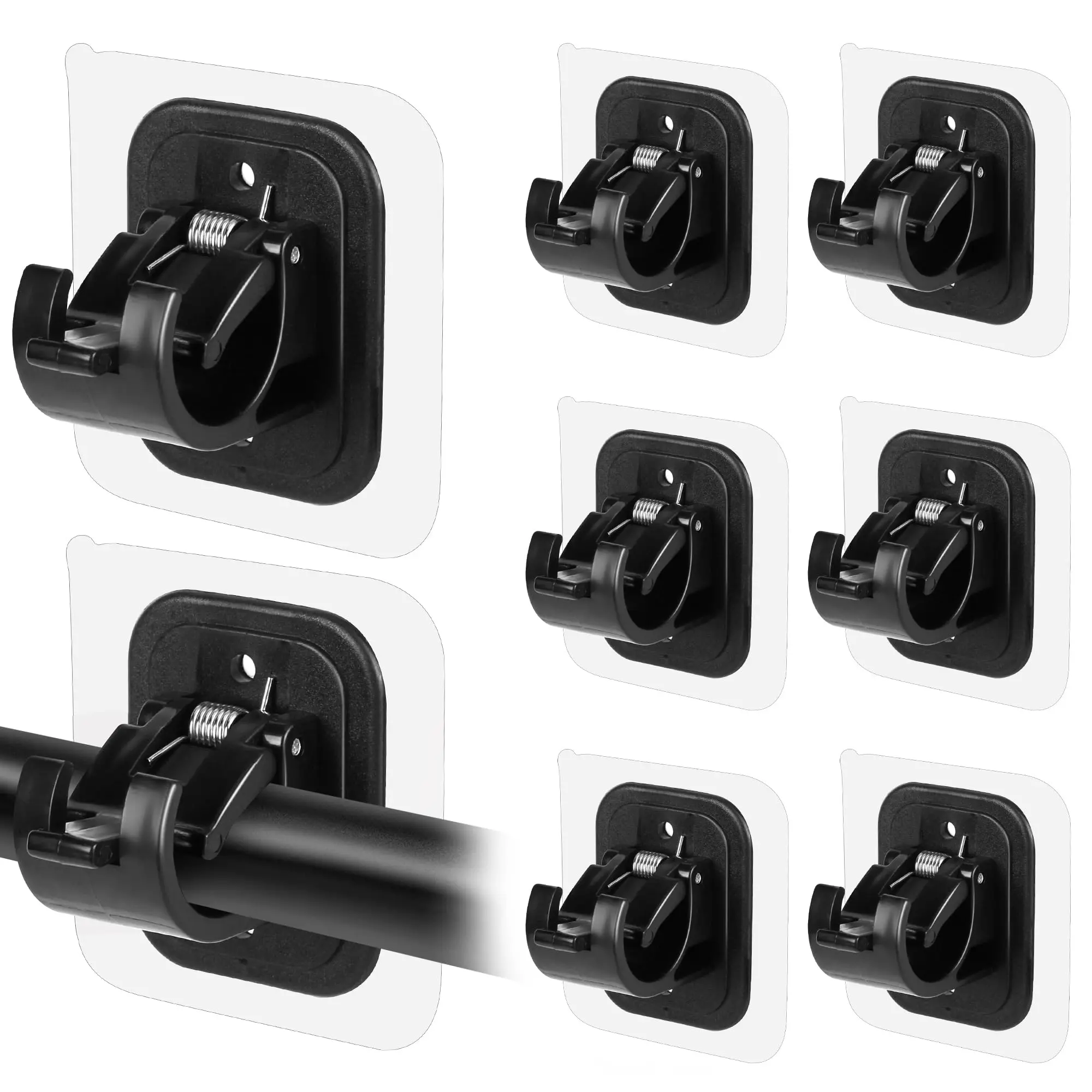 8-Pack No Drilling Self-Adhesive Curtain Rod Brackets, Holder Hooks for Bathroom-Kitchen, Home-Hotel Curtain & Blind Accessories