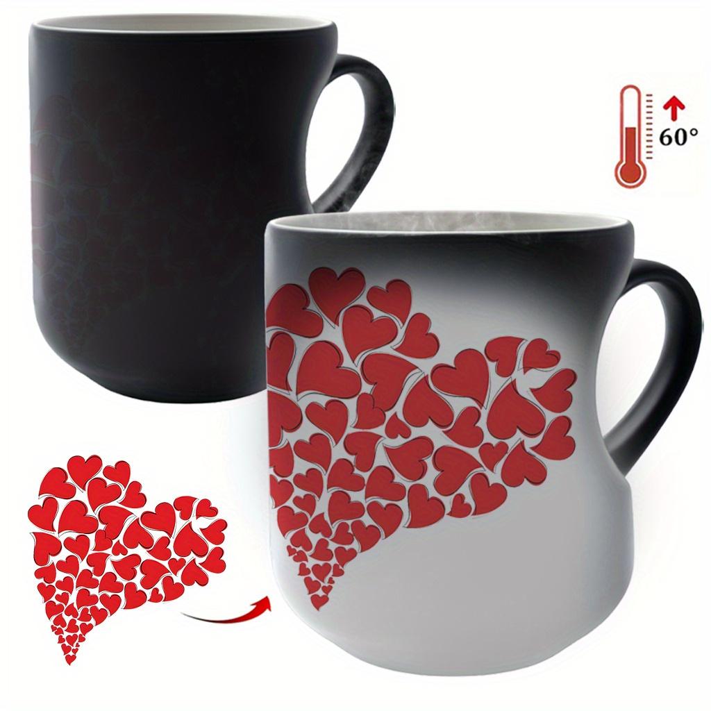 Mug with Heart Handle: Color-Changing Ceramic Thermos - Ideal for Halloween, Christmas, Valentine's Day, Mother's Day, and Father's Day (11 oz/330 ml)