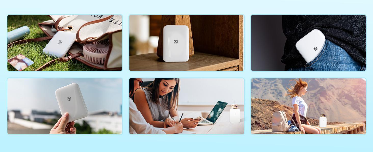 HPRT Mini Wireless Portable Color Photo Printer for Smartphone, Pocket-Size, Zink 2x3 inch, Peel-Off Stickers, Bluetooth, Compatible with iOS and Android Devices