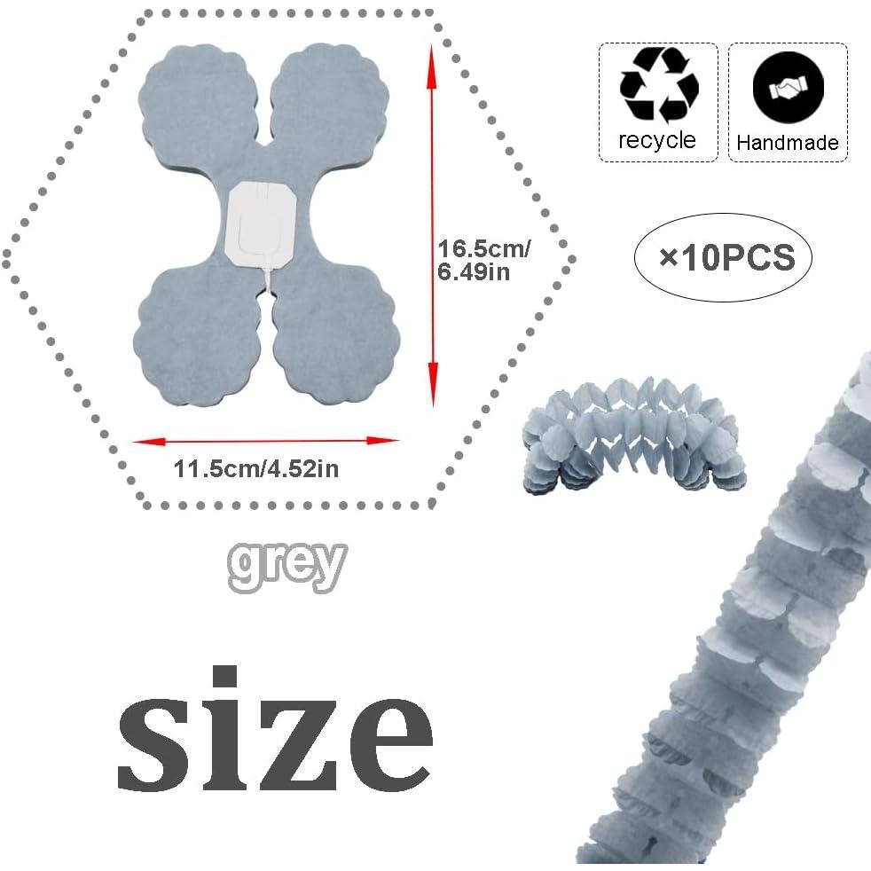 10 count Four Leaf Clover Paper Garland Party Decorations Streamers   Garland Grey for Birthday Wedding  Shower Party  Decor(SSY/Grey)