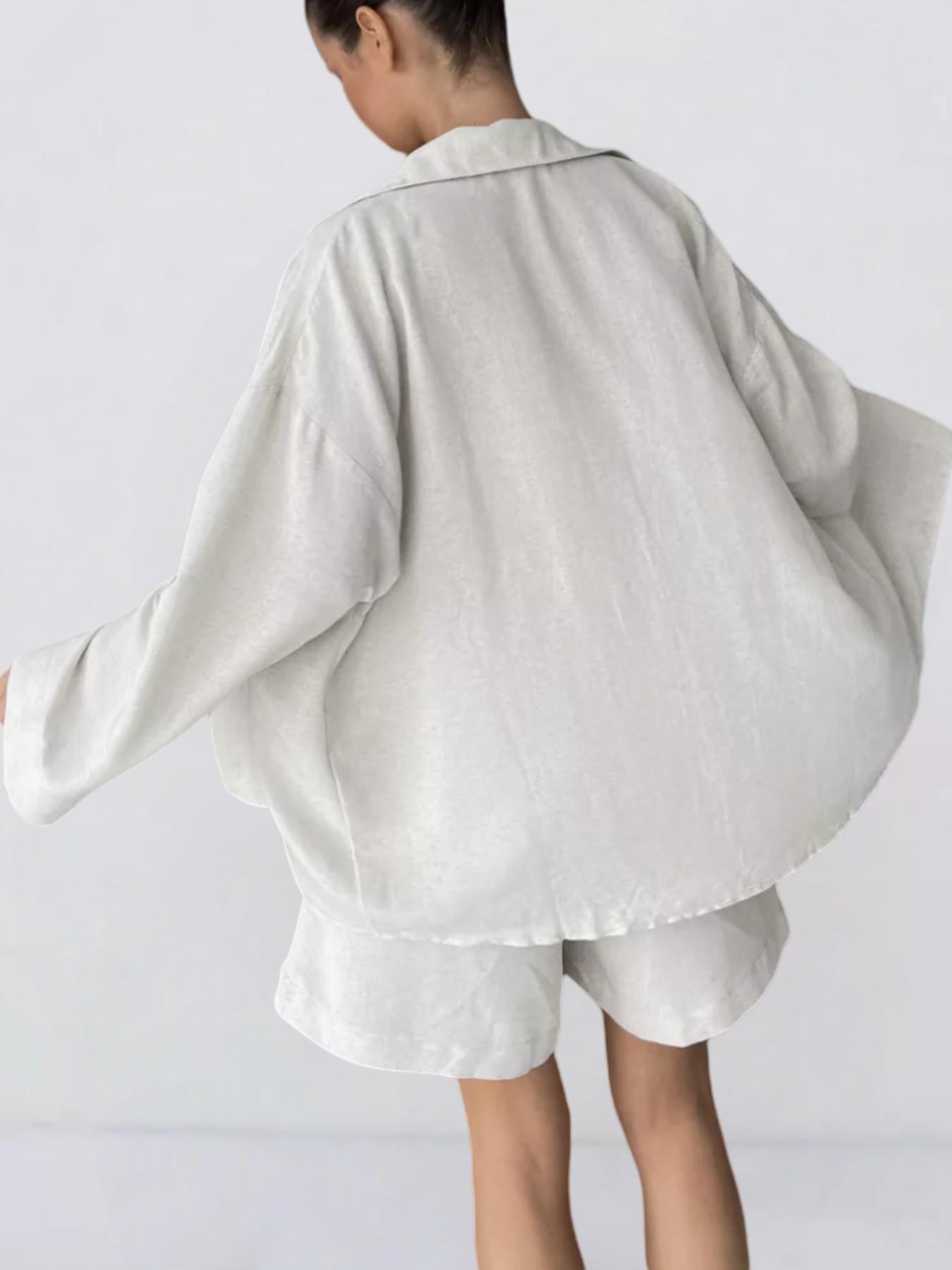 Spring Summer Fashion Womenswear Short Pants Pure Color Shirt Two-Piece Set Suits Casual Loose Fit Short Sleeve Women's