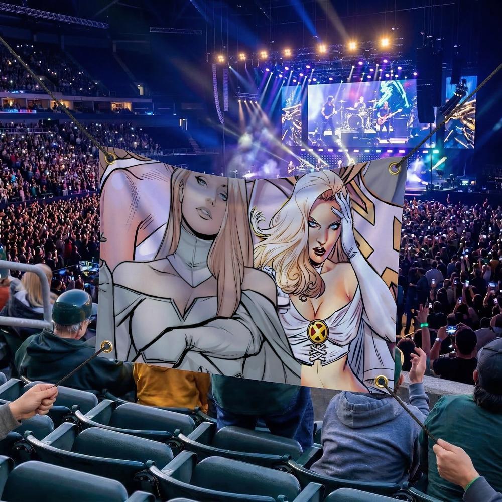 E-Emma Frost MOVIE Flags Multi Size Atmosphere Flag, Cheerleading Hand Pulled Banner, Portable Outdoor Event Flag & Wall Decor for Sports, Parties, Home and Room Decoration