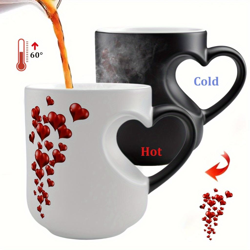 Magic Color Changing Heart Shape Mug, Heat Sensitive Coffee Mug, Perfect Mother’s Day Gift, Valentine’s Day Gift & Birthday Gifts for Her & Him