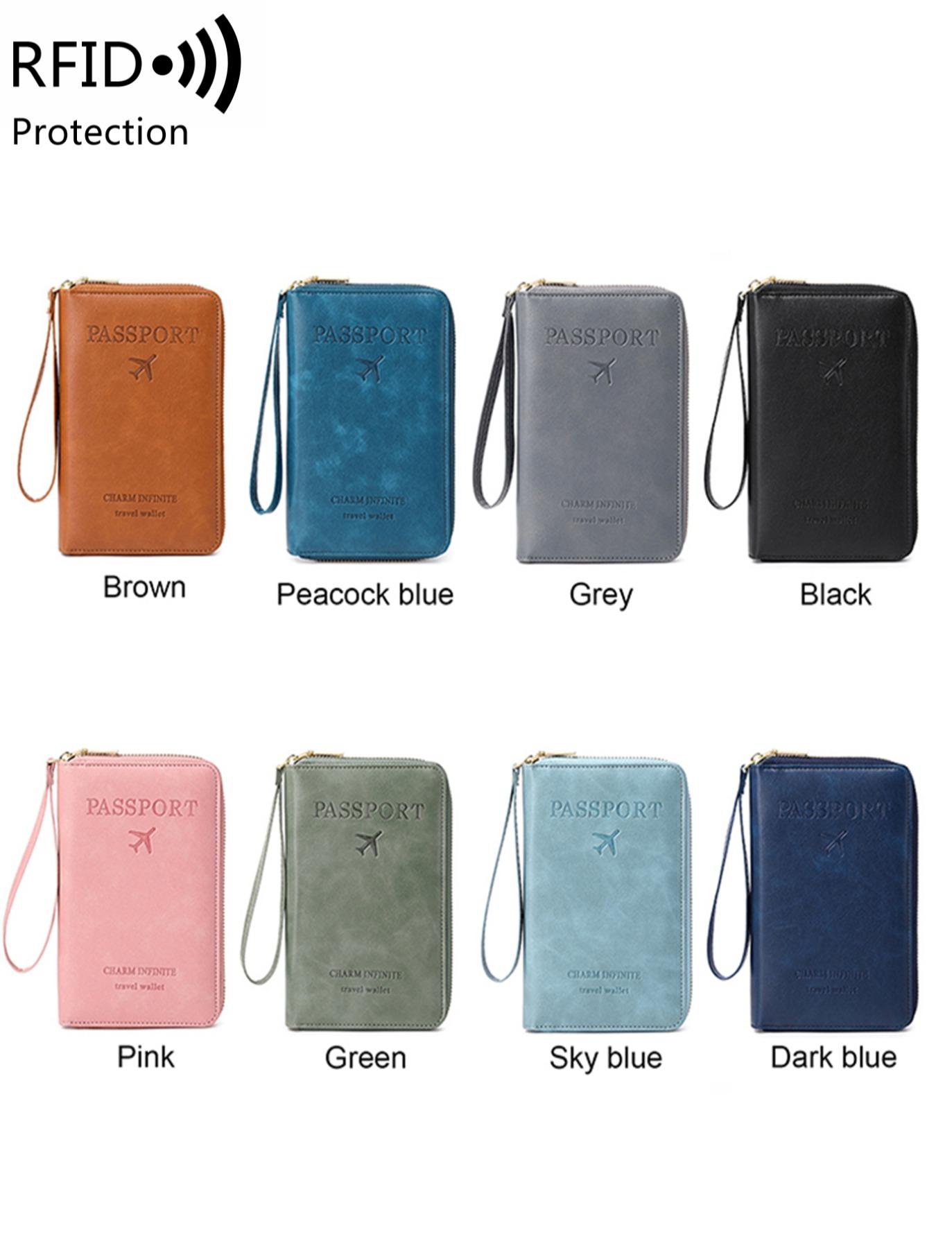 Fashionable Solid Color Passport Case, Passport Cover, Multi-functional Zipper Travel Card Holder, Durable Fashion Wallet Travel Accessories