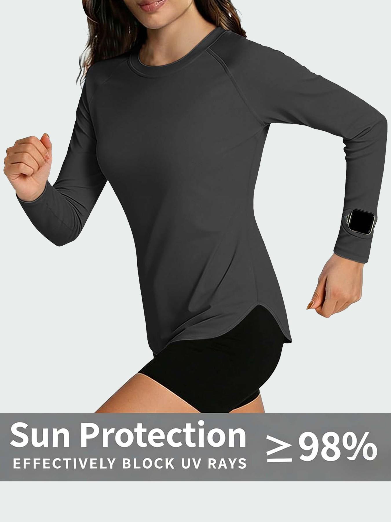 Women's Sun Protection Long Sleeve Athletic Tops, Anti-UV Quick Dry Lightweight Anti-Chafing Shirts, Outdoor Blouses for Hiking Travel & Workout