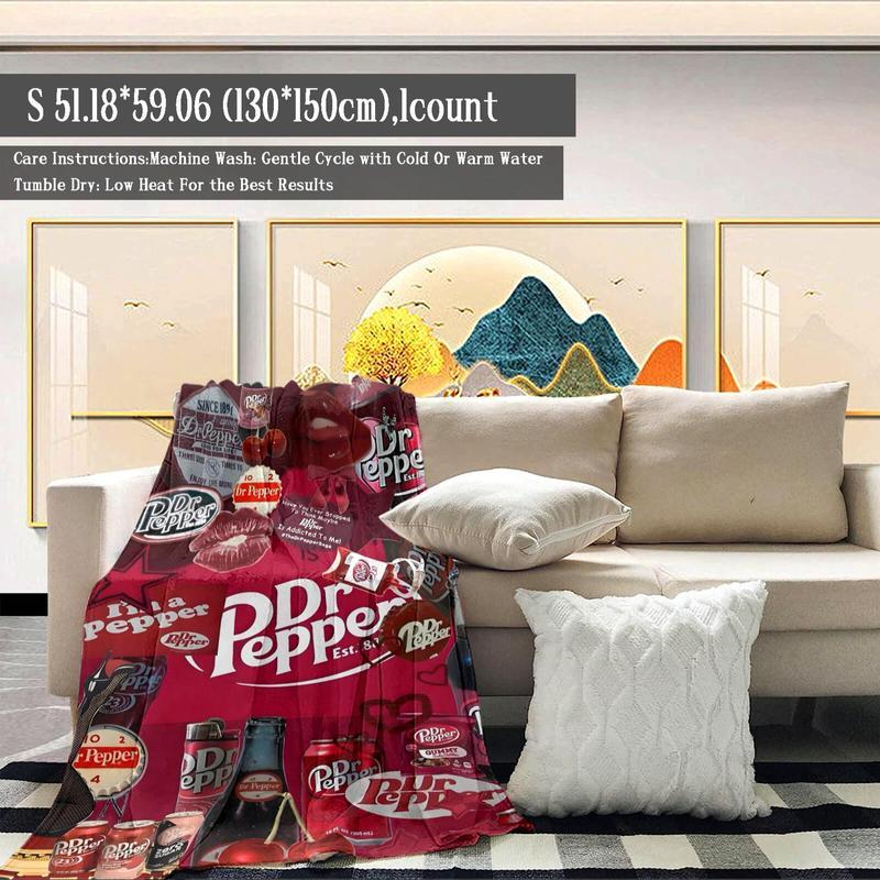 Beverage Pattern Blanket, 1 Count Soft ThrowBlanket, Air-conditioned Room Blanket, WarmNap Blanket for Home Office Travel Camping