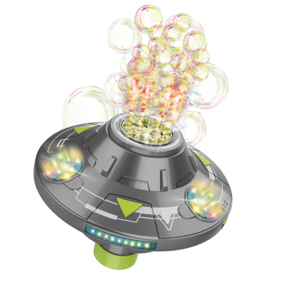 80ml Electric Flying Saucer Automatic Bubble Machine with Rotating Bubble Gun, LED Light for Outdoor Games, Obstacle-Avoiding Flight Suitable for Disc Outdoor Spring Outings, Easter, Birthday Parties