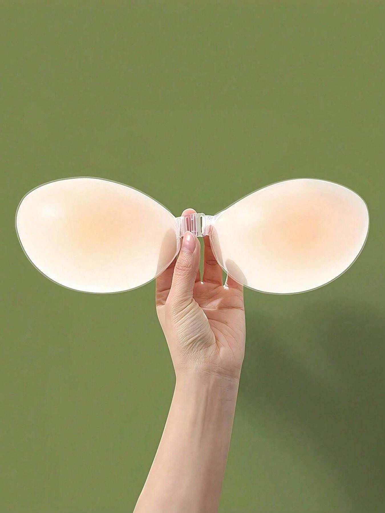 Women's Strapless Backless Adhesive Bra, Reusable Self Stick Lift Shape Bra Cups with Front Clasp, Seamless Invisible Push Up Bra for Wedding Dresses, Tops, Gowns and Special Outfits