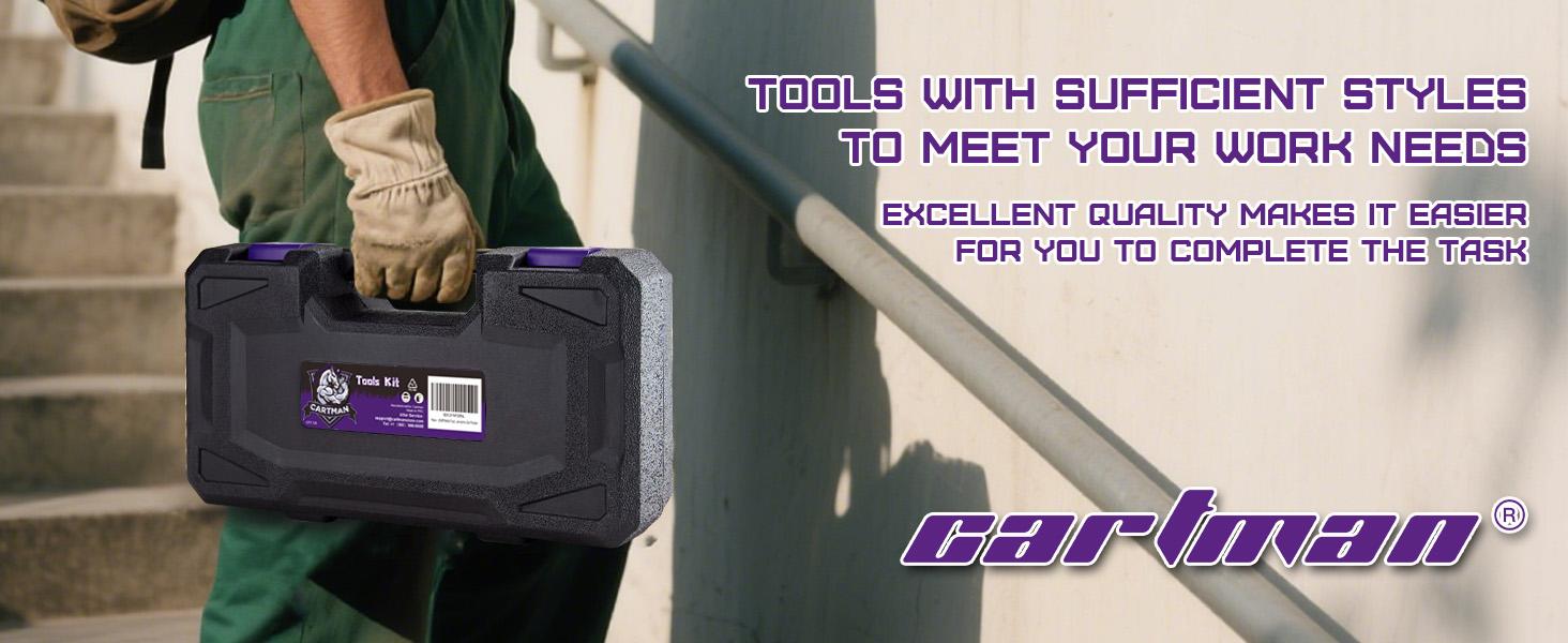 Complete Tool Set, Purple Hand Kit With Case| Versatile tool assortment for home repairs, DIY projects, furniture, crafting, and daily fixes in toolbox.