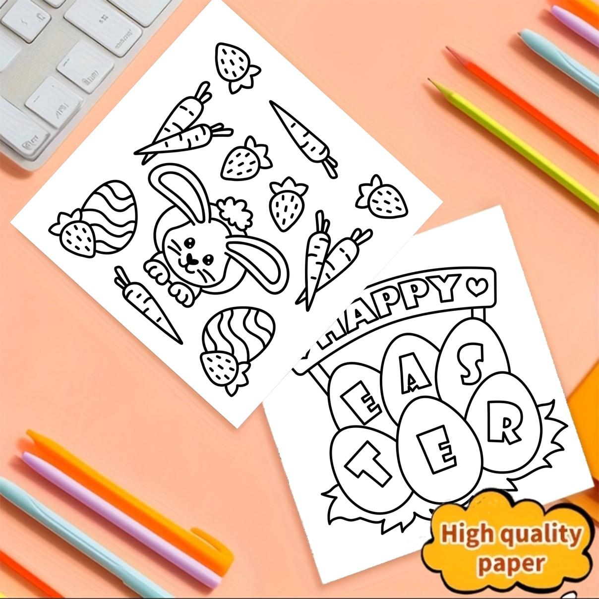 Happy Easter Coloring Book Theme, Cute Coloring Book, 24 Bold Stress-Relief Designs, 7.9in X 7.9in Perfect Size, Thick Paper, Gift for Adults Kids Teens