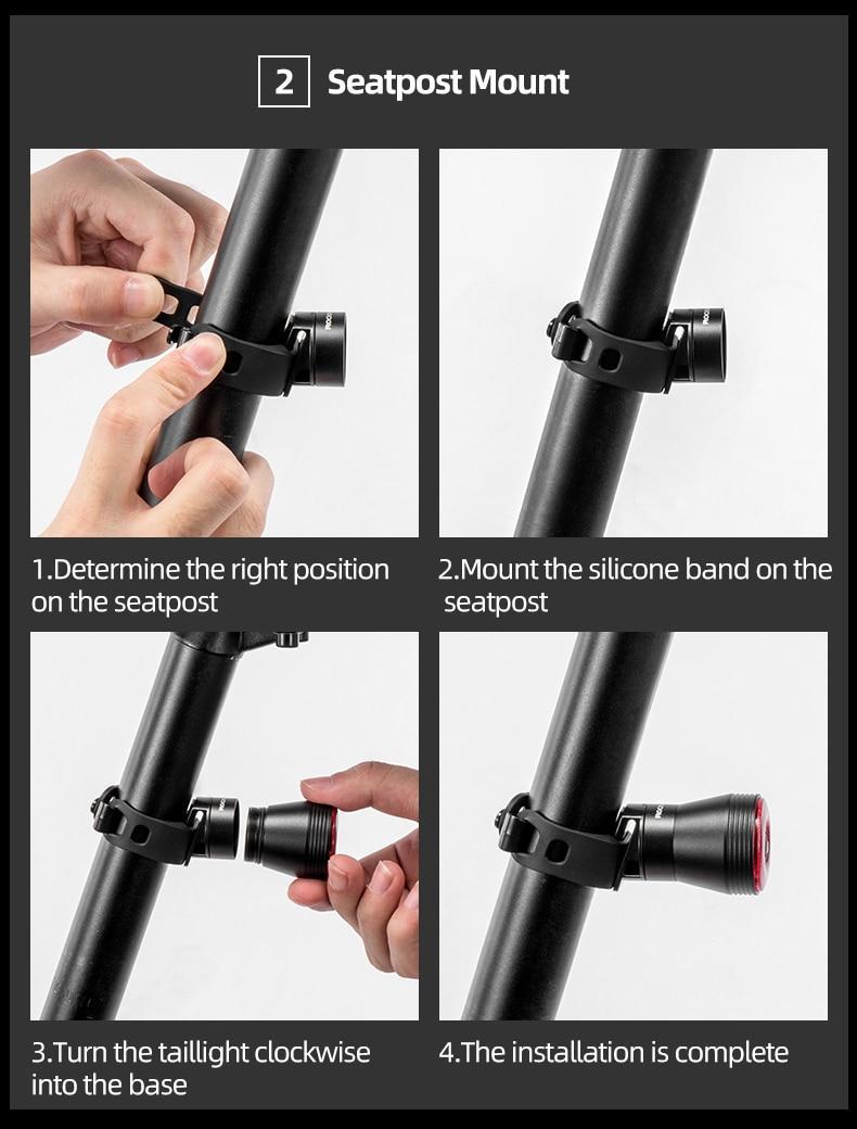 ROCKBROS Bike Tail Light Smart,Brake Sensing Bicycle Rear Lights for Night Ride,Ultra Bright LED Back Lights,Type C USB Rechargeable,IPX6 Waterproof,Cycling Safety Taillight Accessories