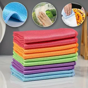 Miracle Cleaning Cloth - Fish Scale Glass Wiping Cloth, Car Window Mirror Cleaning Cloth - Streak Free & Reusable - Perfect For Cleaning Kitchen, Mirrors, Glass, Dish, Screens ! Durable Cleaning Supplies, Cleaning Tool