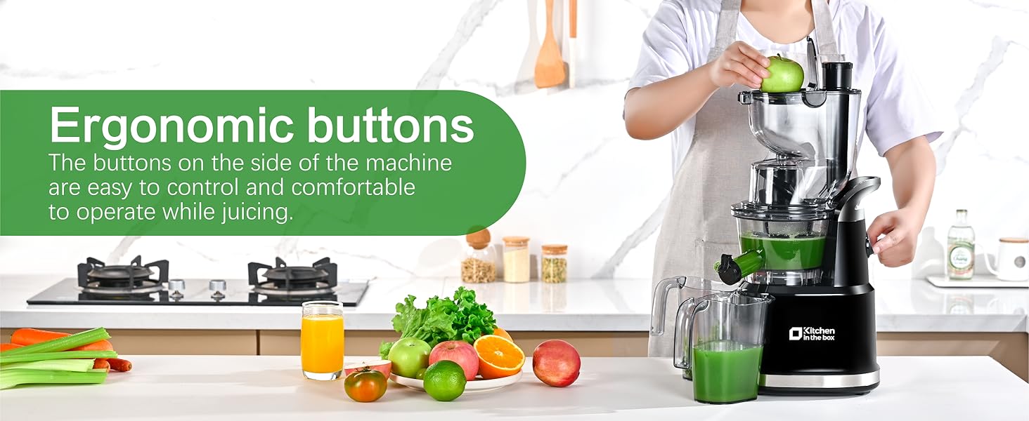 Kitchen in the Box Cold Press Juicer | Slow Masticating with 3.3" Large Feed Chute for Whole Fruits & Veggies | High Yield | BPA-Free