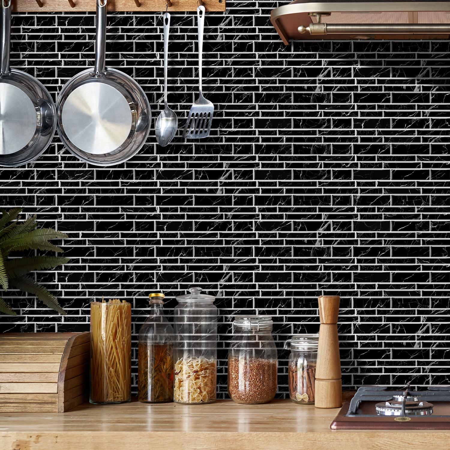 24pcs Marble Self-Adhesive Wall Tile Stickers, Decorative Wall Sticker, Bathroom & Kitchen Decor, Easy Peel-And-Stick Design, Universal Fit for Any Space