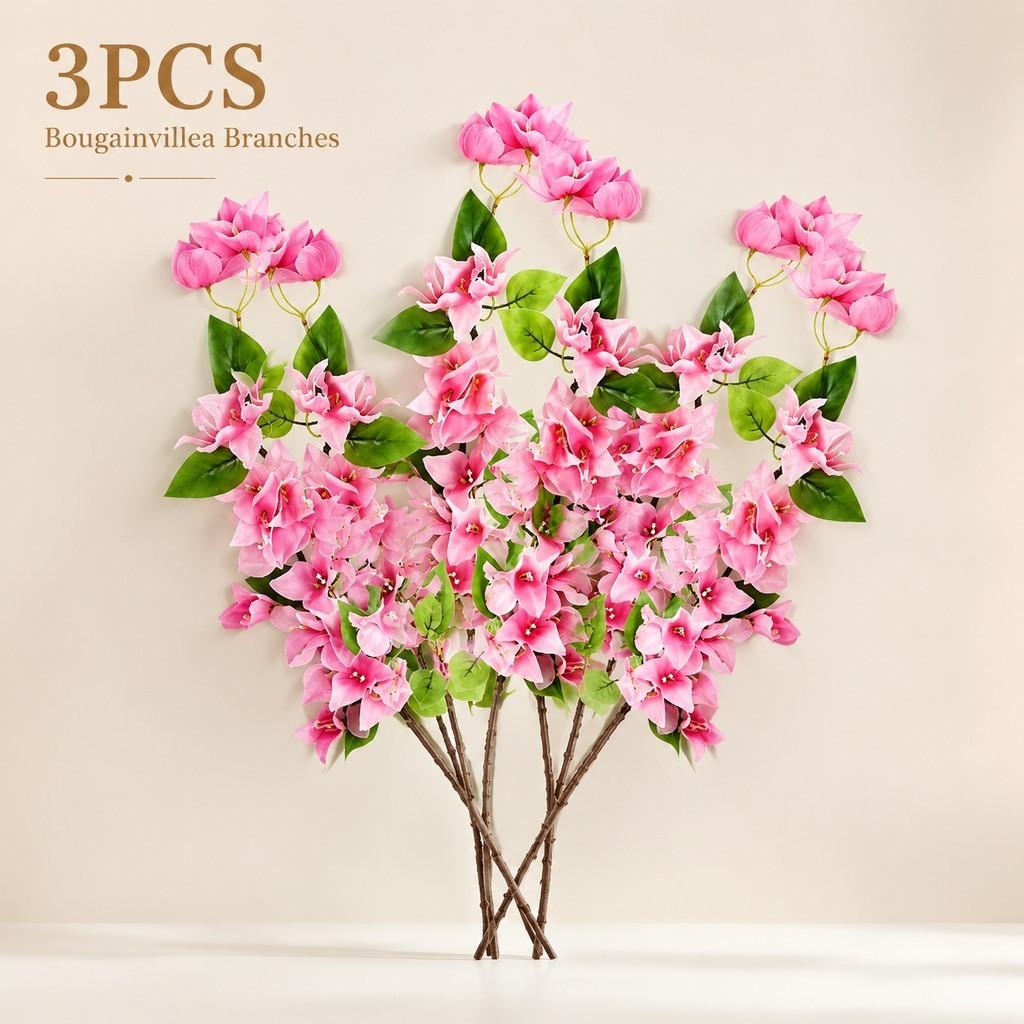 3 Piece Artificial Plum Blossom, 31.5 Inch Silk Plum Blossom, DIY Garden Home Wedding Party Decor, Indoor Outdoor Decoration