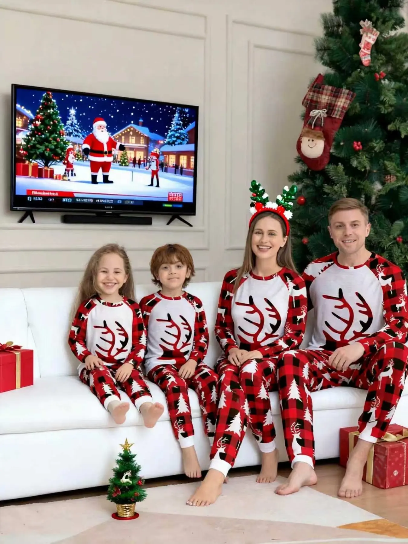 2-Piece Christmas Pajama Set, Long Sleeve and Pants, Couples Sleepwear, Men's and Women's, Kids' Holiday, Casual Loose Fit