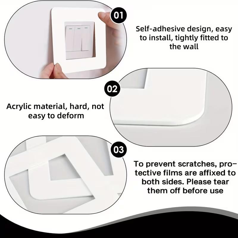 Self-Adhesive Light Switch Surround Covers, Stylish Multi-Color Decorative Light Switch Covers Golden & White/Golden & Black/Golden & Gray Self-Adhesive Trim