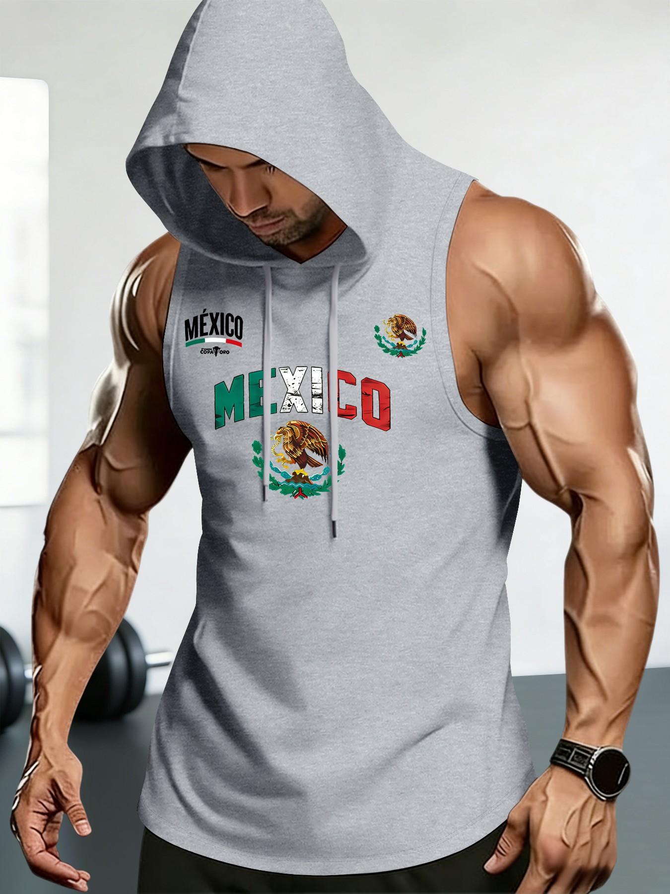 Men's Sleeveless Hooded Tank Top, Mexican Theme Print, High-Quality Breathable Fabric, Comfortable Loose Fit Sporty T-Shirt Men's Sleeveless Hooded Tank Top, Mexican Theme Print, High-Quality Breathable Fabric, Comfortable Loose Fit Sporty T-Shirt