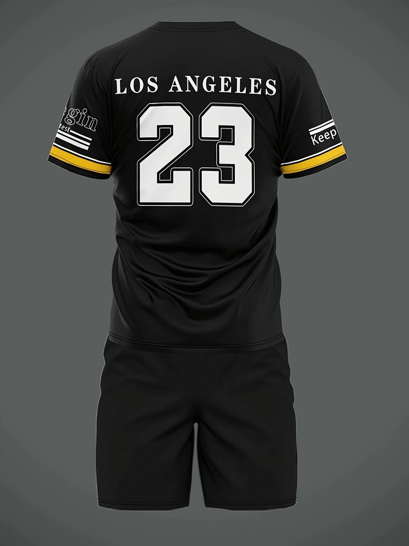 Men's 2-Piece Summer Set, Short Sleeve Printed T-Shirt & Shorts, Casual Fitted Style, Above the Knee, Trendy Summer