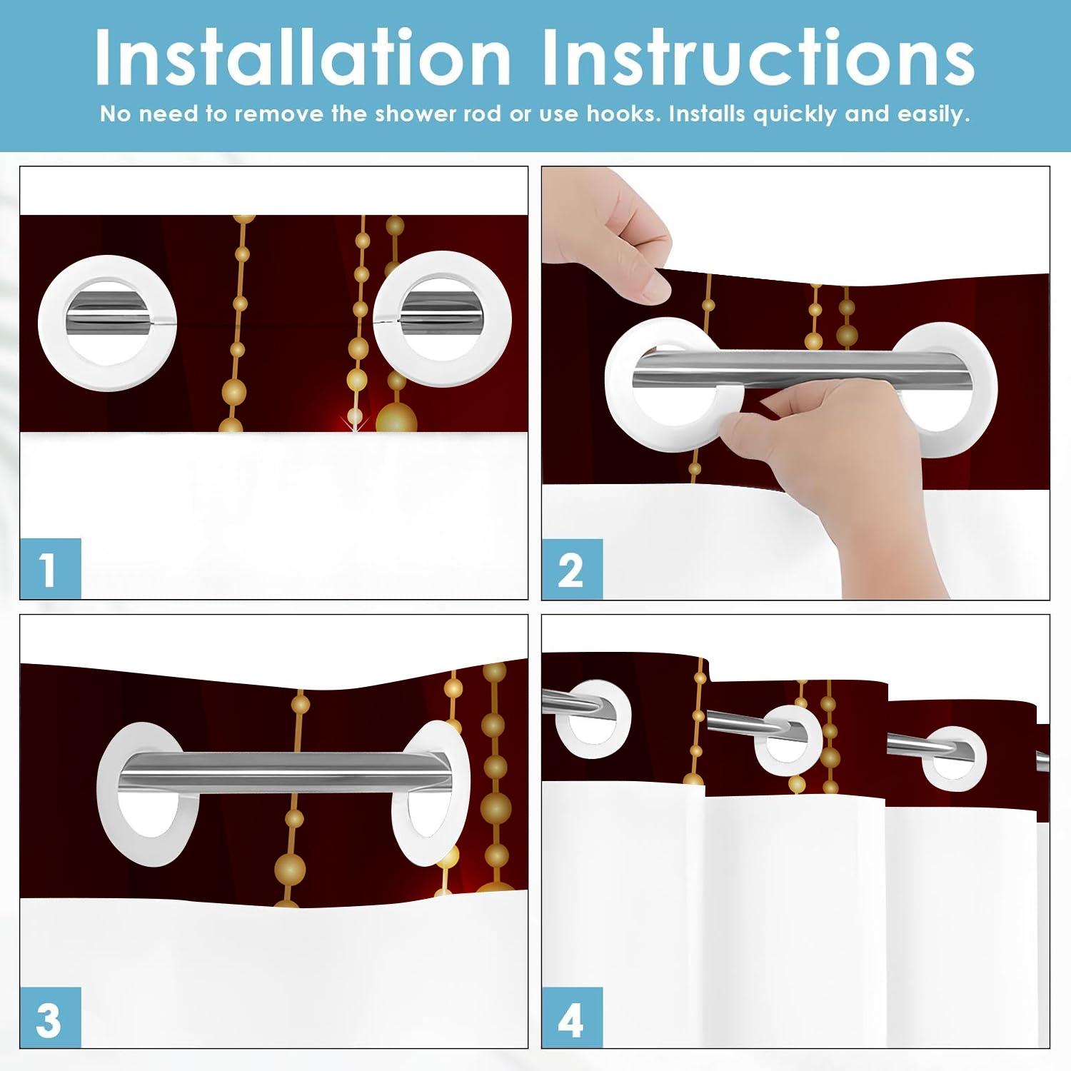 1PC double-layer large ring shower curtain, gold inlaid diamond butterfly pattern, shower curtain, high-end quick drying hanging curtain, bathroom, curtain, waterproof, mildew proof curtain