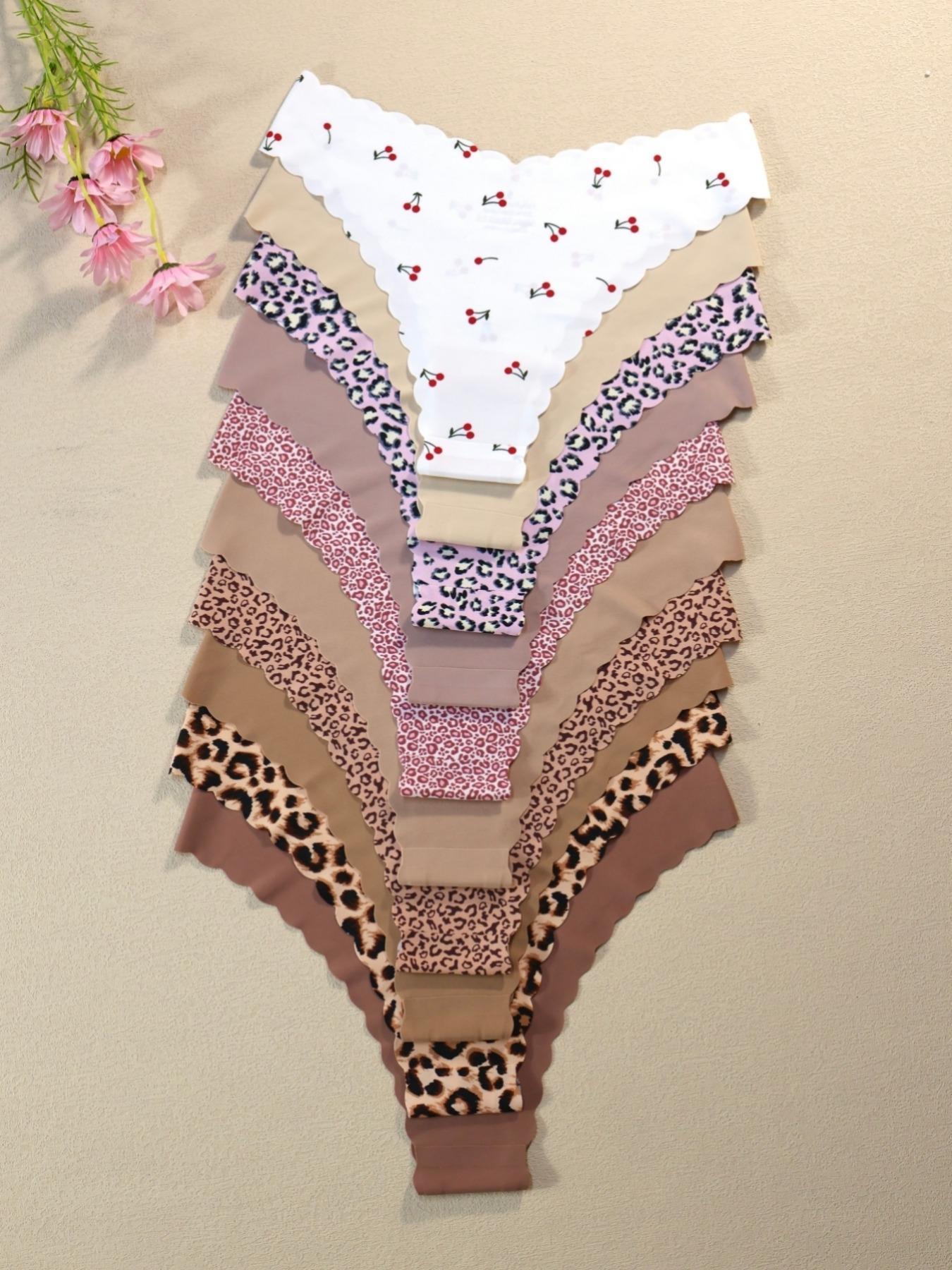 Women's Seamless Wave Design Leopard Underwear Set, Comfortable Breathable Antibacterial Panties, Fitted All Season Casual Style Women's Seamless Wave Design Leopard Underwear Set, Comfortable Breathable Antibacterial Panties, Fitted All Season Casual Style