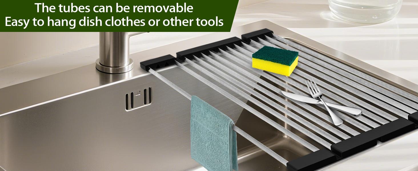 Roll Up Dish Drying Rack Over The Sink Drying Rack Stainless Sink Drying Rack Dishes Drying Mat Foldable Dish Drainer Rack Sink Organizer Accessories Roll Up Dish Drying Rack Over The Sink Drying Rack Stainless Sink Drying Rack Dishes Drying Mat Foldable Dish Drainer Rack Sink Organizer Accessories