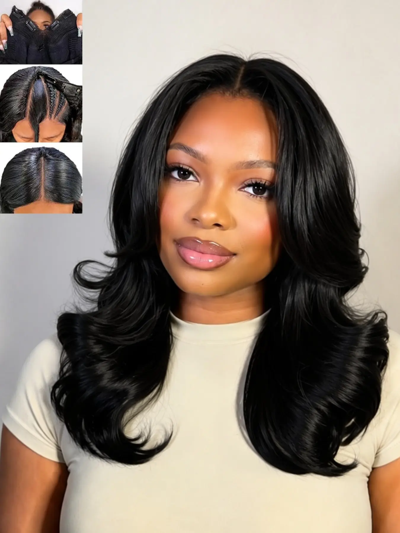 Layered Wavy U Part Wig, Yaki Curly Body Wave, Glueless Clip In, Heat Resistant Synthetic Hair, Beginner Friendly, Natural Look, Synthetic Fiber Wigs