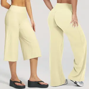 RICH BRIA Womens Wide Leg Yoga Pants, High Waisted Loose-Fitting Casual Pants, SoftMotion Comfortable Straight Leg Pants, High Stretchy Gym Fitness Flared Leggings Booty Enhance Workout Outfit Athletic Athletic