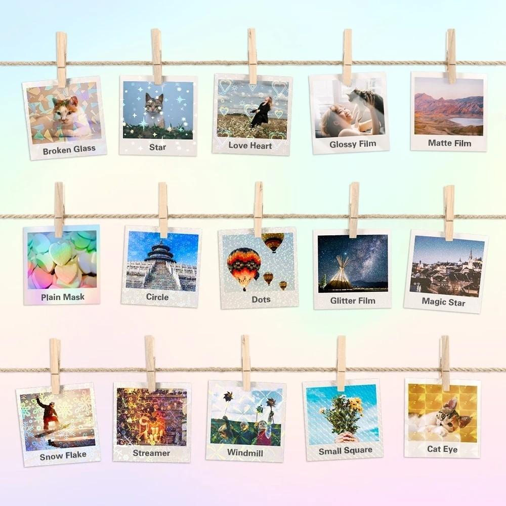 10 Sheets A4 Size Cold Press Laminated Waterproof Transparent Holographic Star Sticker Film, Self-Adhesive Photo Laminate for Festive Parties Handmade Crafts