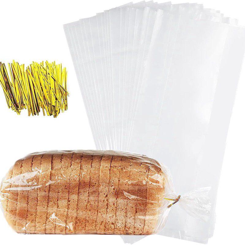 150pcs Clear Bread Bags with Ties | Reusable Plastic Bread Bags for Homemade Bread Loaf Storage, Bakery Packaging, Gift Giving, Large Freezer Sourdough Bags, Uncoated Material