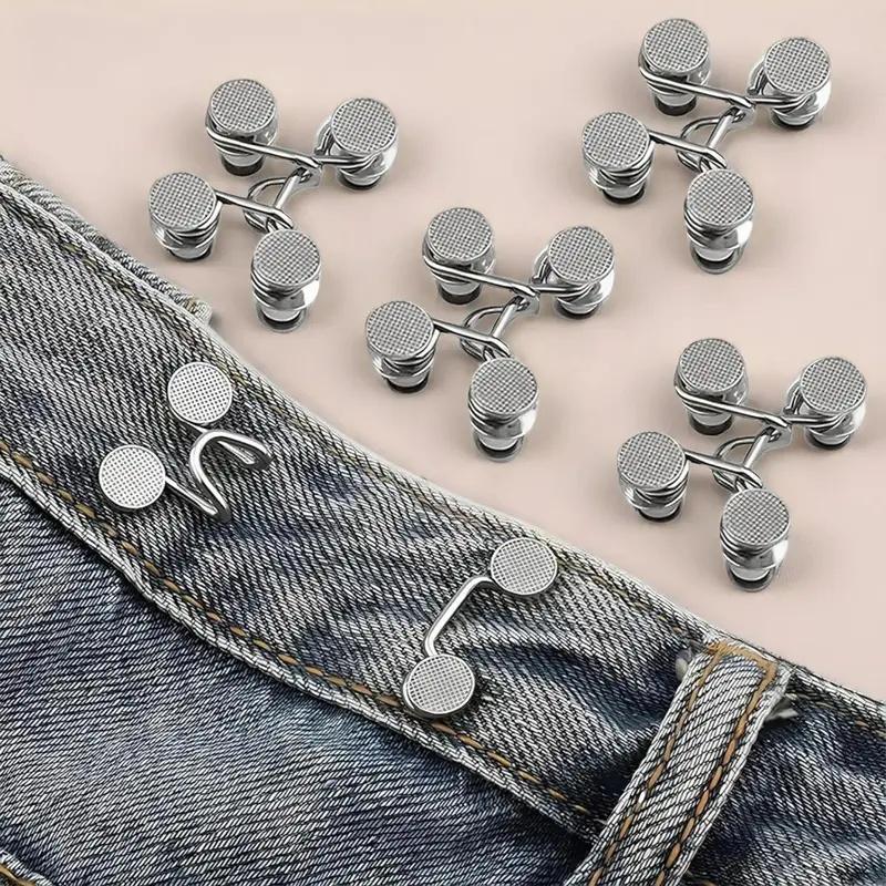 Durable Jeans Button Tightener Set, 4 Sets Adjustable Handmade Jeans Button Pins, Easy To Install Waist Tightener Button for Indoor & Outdoor