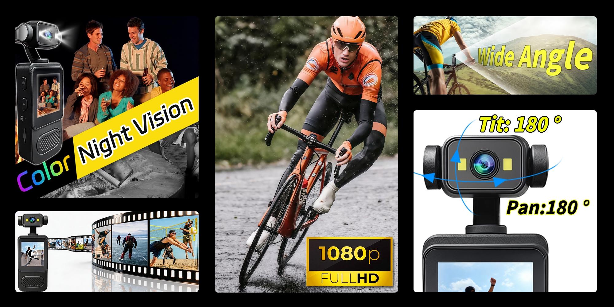 High-Definition 1080P Wearable Camera with 32GB Storage, Portable Vlog Camera with WiFi, Night Vision, and Stabilization, Ideal for Travel and Sports