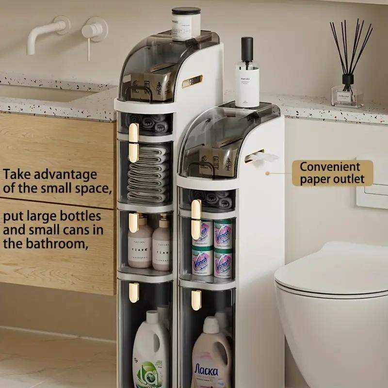 UFORU Ultra-Thin Four-Layer Narrow Storage Cabinet with Narrow Storage Box,Waterproof Design, Holder Organizer,Drawer Chest Dresser Open Bookshelf, Minimalist Storage Space for Small Spaces at Home,Toilet,Non-Installation