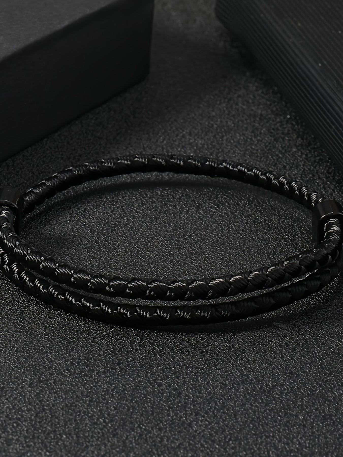 Men's Braided Rope Wristband, Minimalist Style, Dual Layer Nylon Rope with Buckle, Ideal Daily Accessory, Perfect Gift for Boyfriend