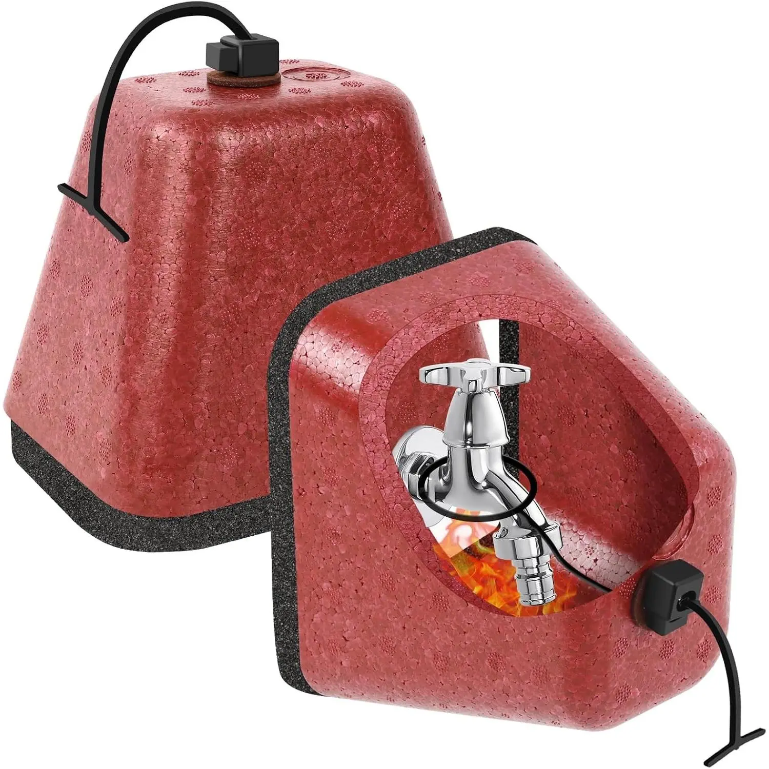 2 Pack Outdoor Faucet Covers for Winter, Heavy Duty Faucet Spigot Covers Winter Insulated, Reusable Outdoor Faucet Covers Hose Bib Covers for Winter Freeze Protection (Red)