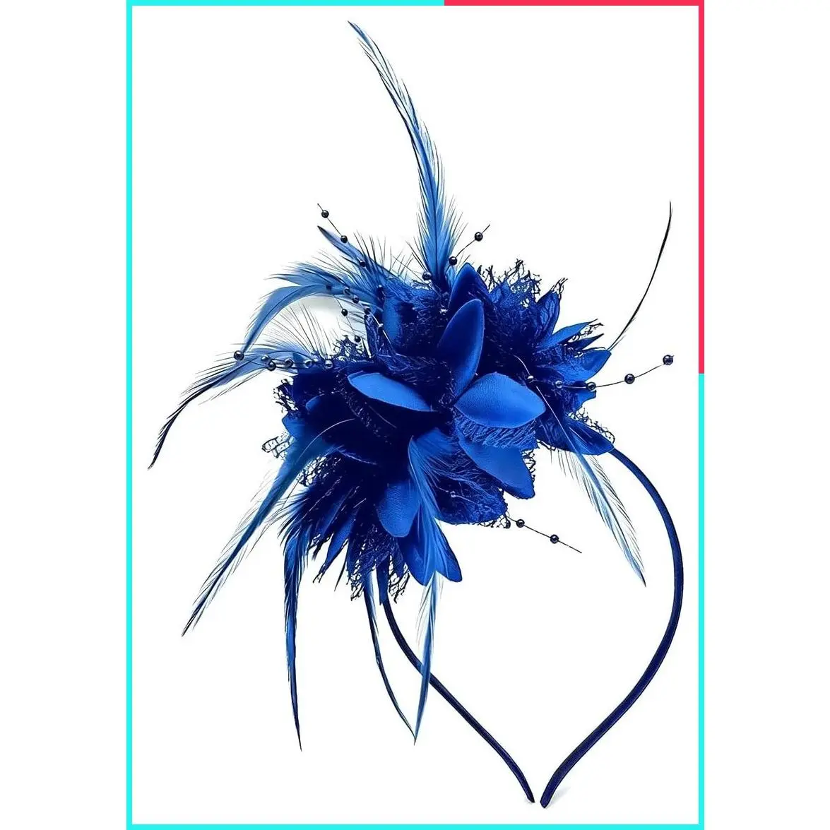 Women's Feather Floral Lace Fascinator Hat Headband for Tea Party Wedding Church Cocktail Dress Up