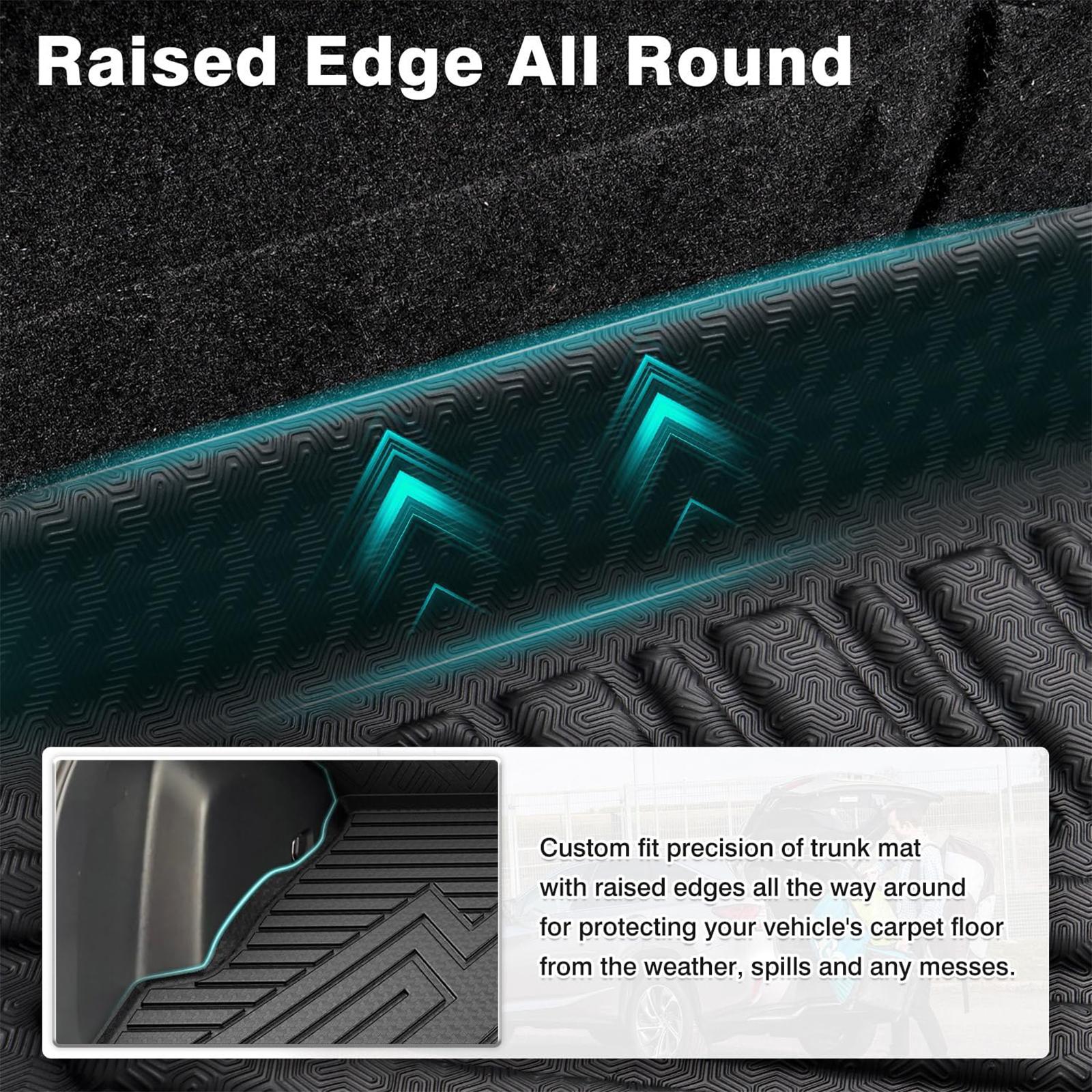 Canvcle Full Set Floor Mats & Cargo Liner for Toyota RAV4 2019-2025 (Not Fit 2025 Plug in Hybrid) TPE Black All Weather Protection 2 Row Liners Trunk Mat Back Seat Cover Protector