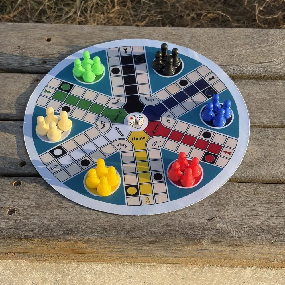 6-Player Game Board, Large 15.75-Inch Round Board, Includes 24 Six-Color Dice & 2 Dice Cups, Perfect for Family Game Night, Christmas & Halloween