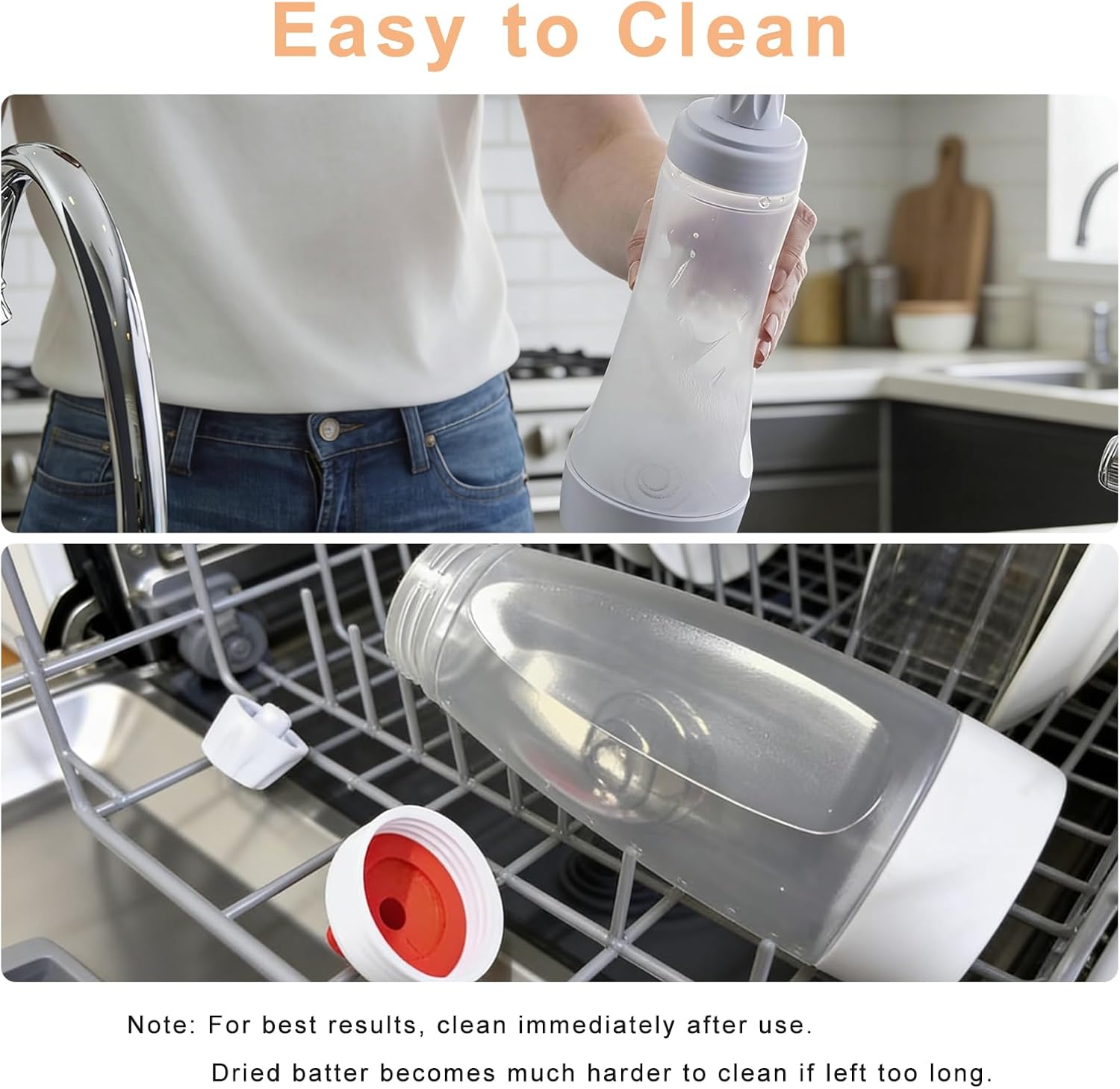 Manual Pancake Batter Dispenser with Blender Ball, Food‑Safe Plastic Shaker Mixer, Perfect for Pancakes, Waffles & Cupcakes