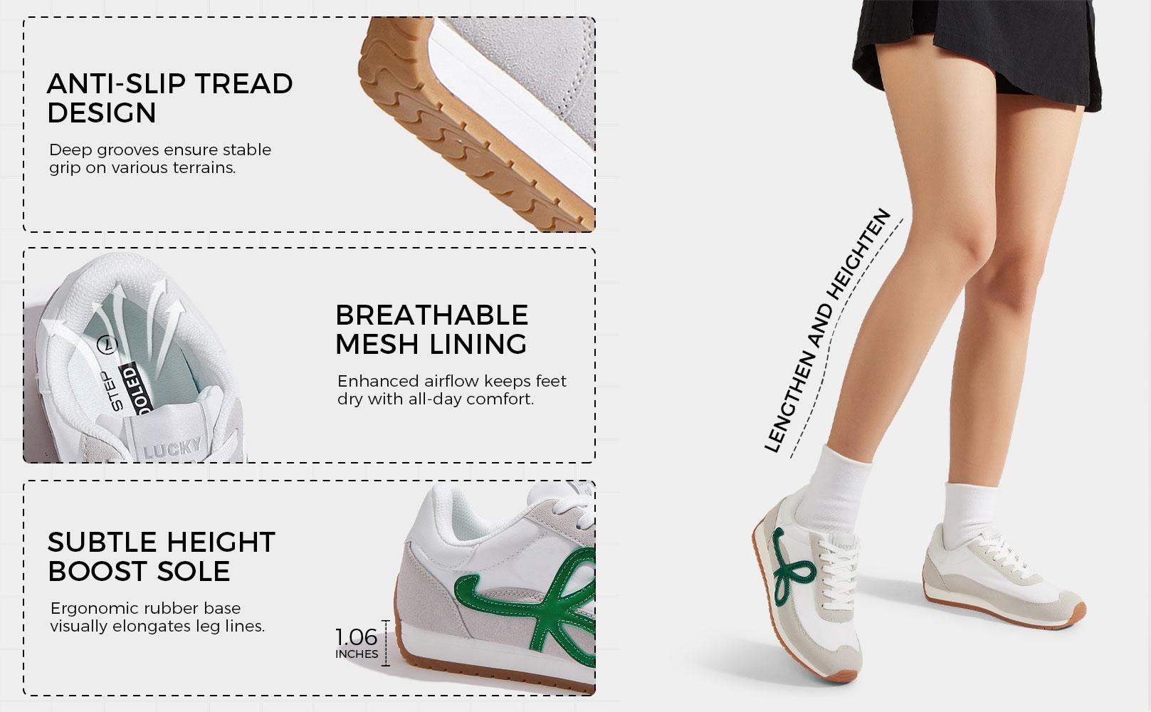 LUCKY STEP Women's Fashion Sneakers Trendy Stylish Low Top Classic Retro Casual Ladies Comfortable Running Walking Shoes with Nylon Suede Upper & Slip Resistant Outsole