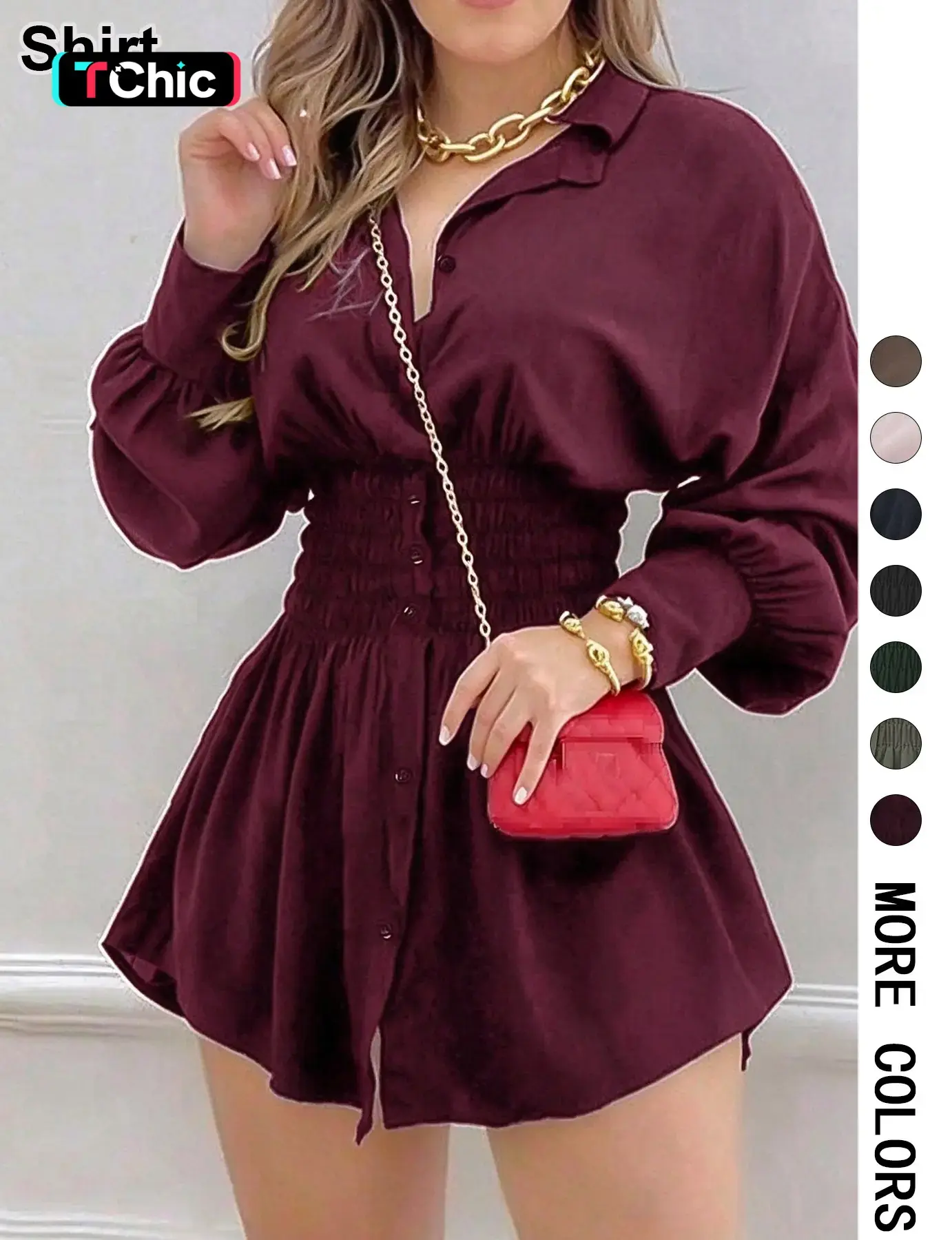 Women's Fashion Plain Fitted Long Sleeve Shirt Blouse, Casual All-Season Wear, High-Quality Material, Perfect for Daily Outing